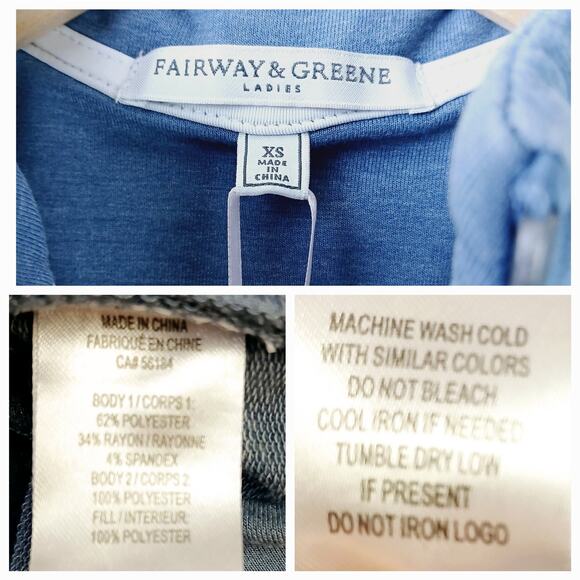 Fairway & Greene SZ XS Augusta Full Zip Quilted Golf Jacket Color: Aegean NWOT - Picture 5 of 7